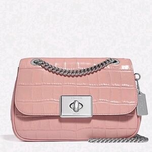 Coach Pink Croc Embossed Cassidy 2Way Convertible Bag, 2018, EUC, $450 MSRP